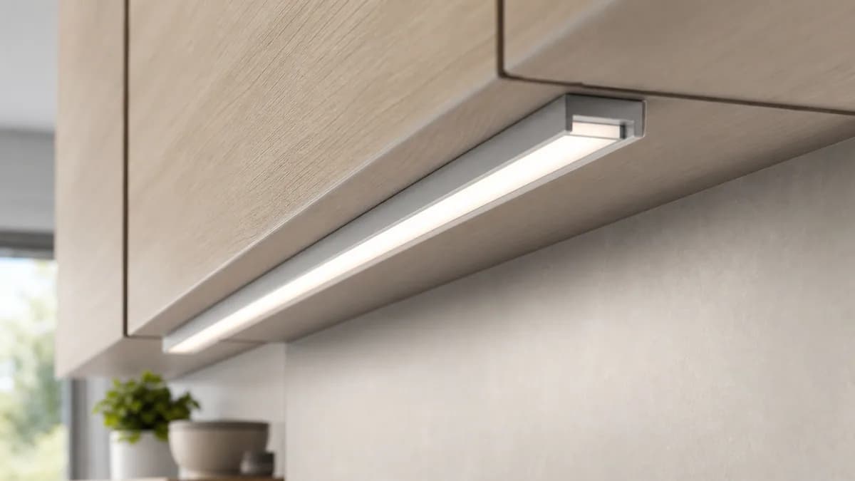 LED-профиль для кухни на заказ — крупный план детали и материала