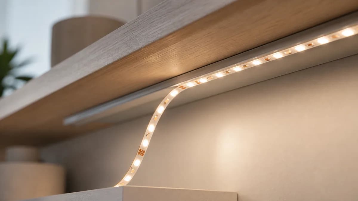 LED-лента для кухни на заказ — крупный план детали и материала